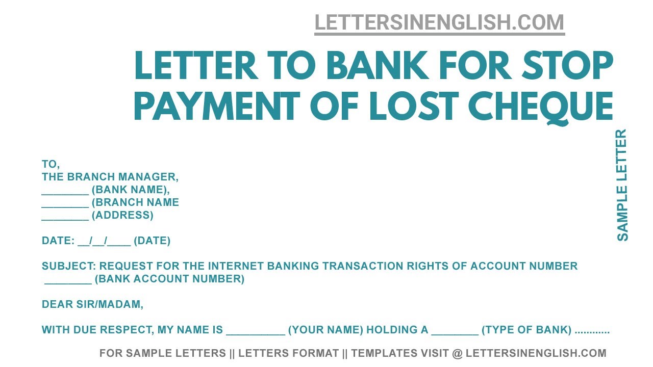 application letter to start internet banking