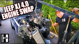 2001 JEEP CHEROKEE XJ 4.0 ENGINE SWAP  Part 1 Engine Pull