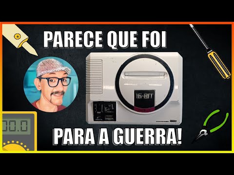MEGADRIVE JAPA "BRANCO" COM PLACA QUEBRADA, PORTA DE CONTROLES ESTRAGADA E OUTRAS MAZELAS...