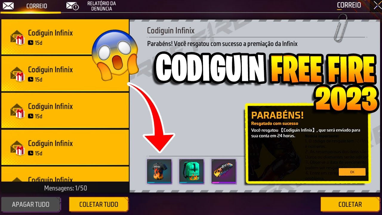 RESGATEI O NOVO CODIGUIN FF ! CODIGUIN INFINIX FREE FIRE, COMO