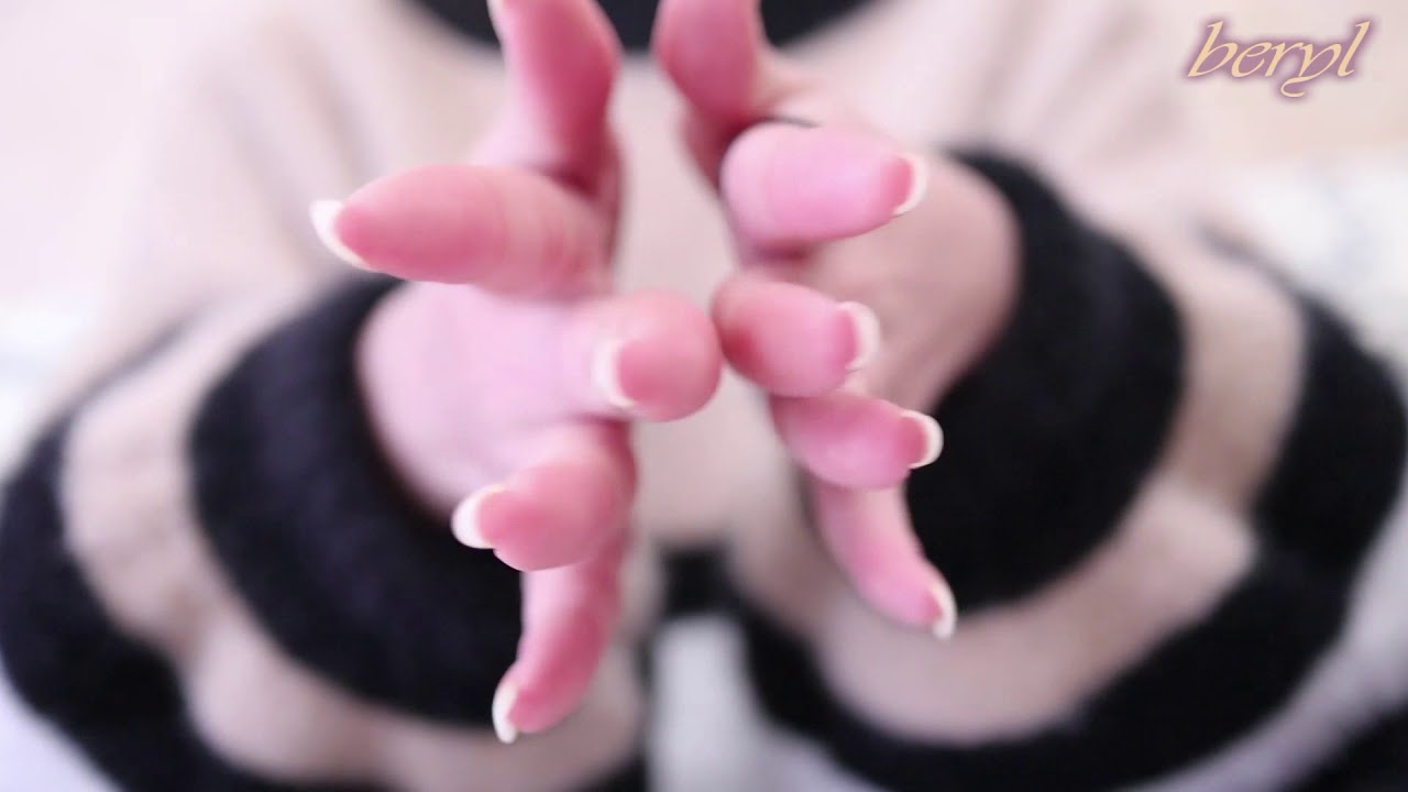 Natural long nails.ASMR.Close-up Hand Show With Bare long Nails