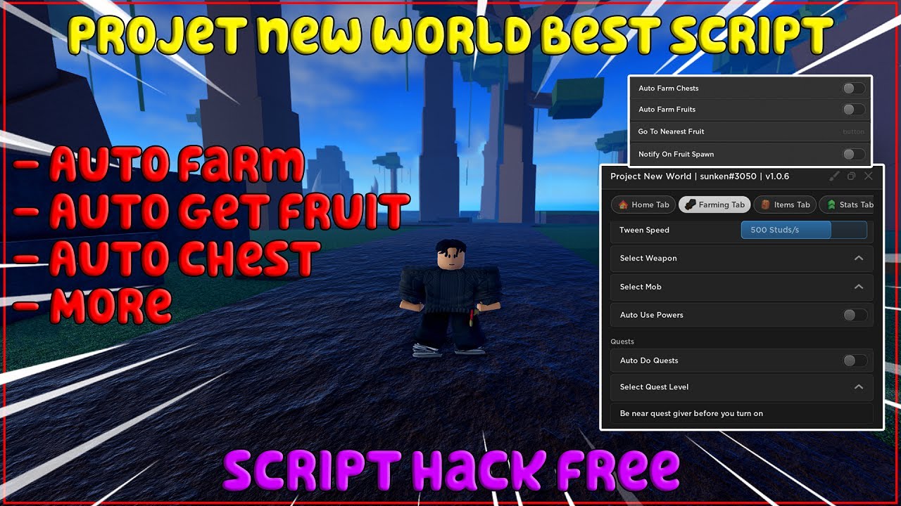 NEW🔥) Project New World Script Hack - Auto Farm Mobs, TP To Fruits/Chests  & More