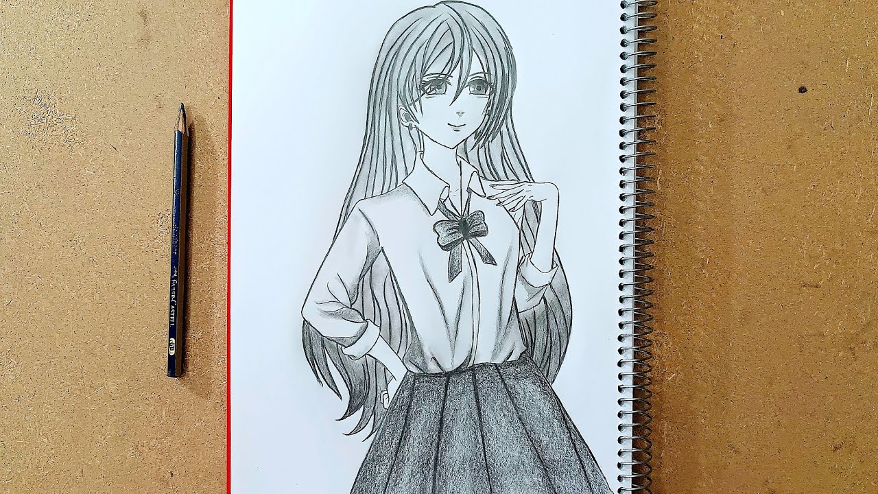 How to draw an "Anime Girl in School Uniform"✏️🧑 | Step by Step Easy Drawing Anime and Manga