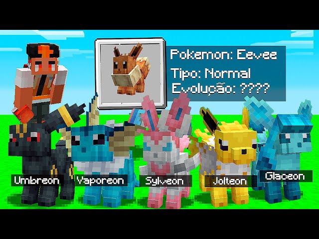 Minecraft: NOVAS EVOLUÇÕES DO EEVEE! *dragão,fantasma e muito mais