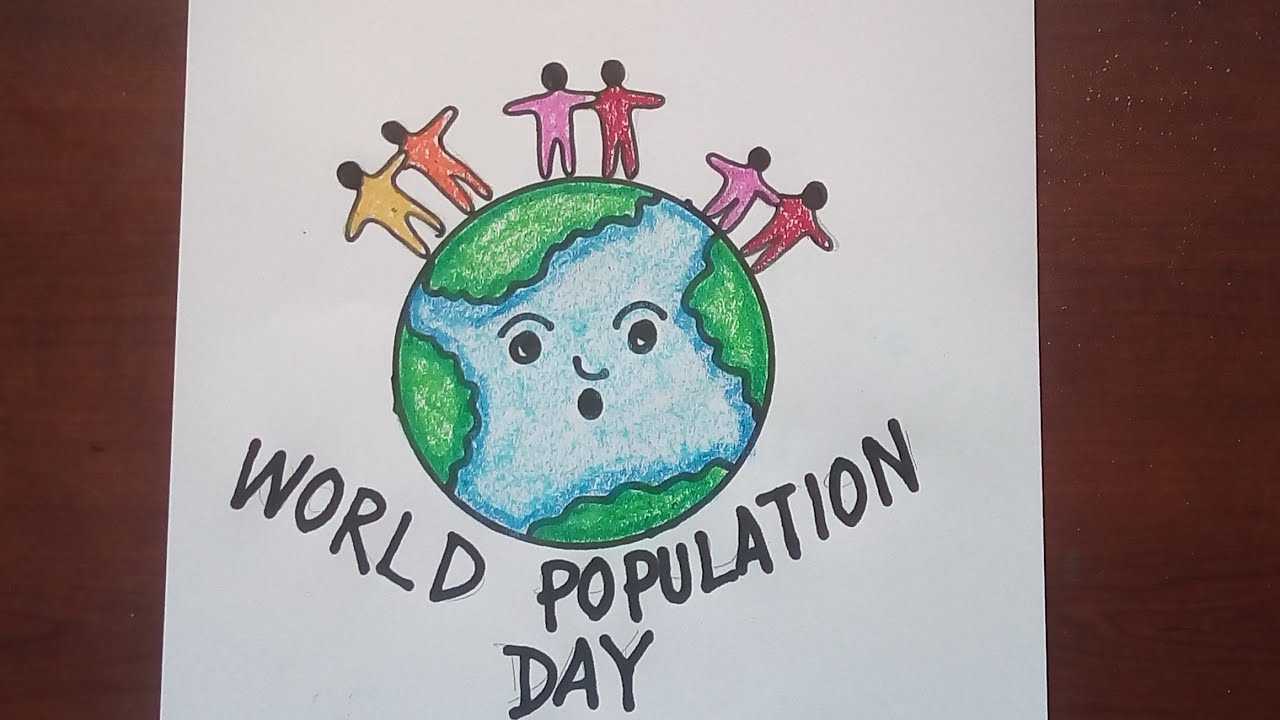 World population day drawing easy, how to draw world population day ...