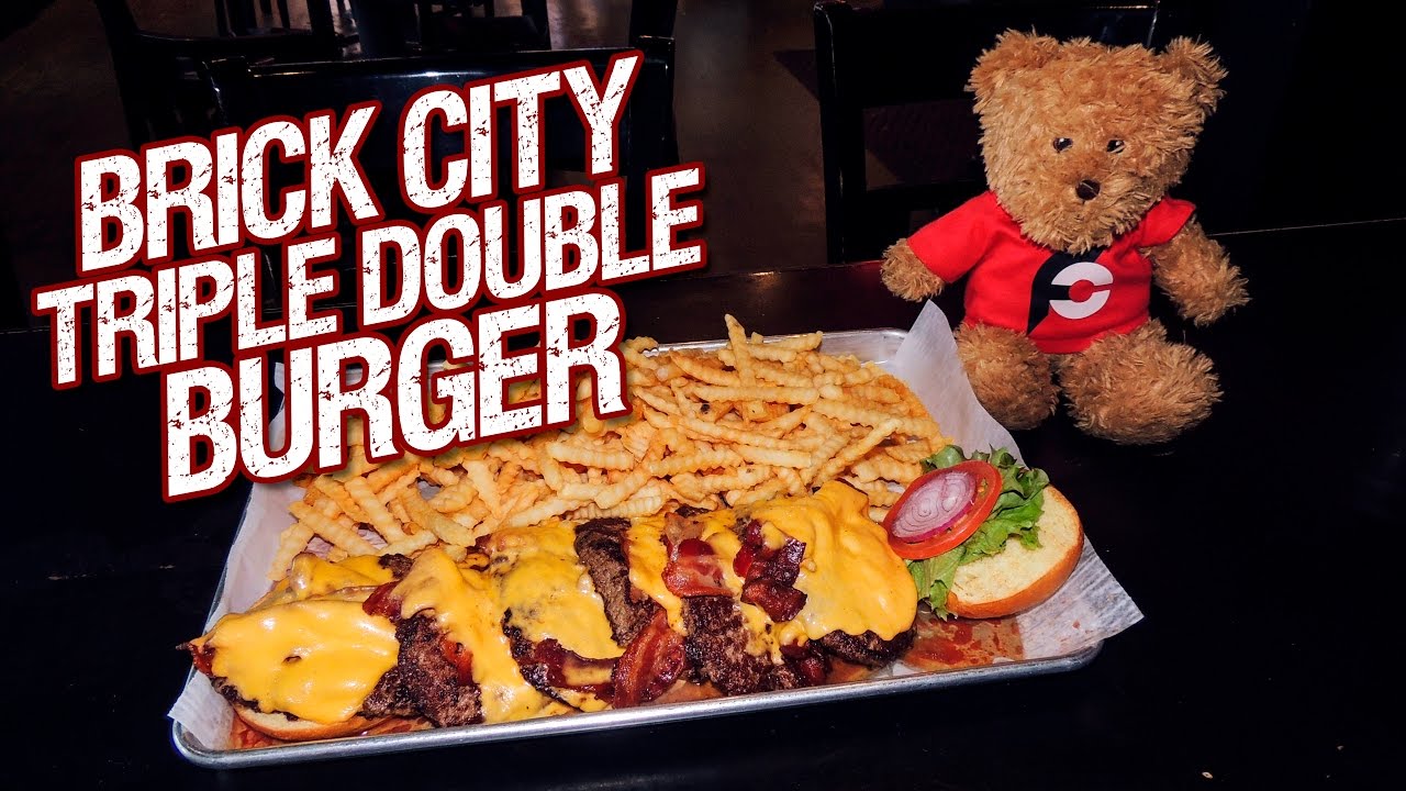 Brick City Grill's "Triple Double" 6-Patty Burger Food Challenge in Ames, Iowa!!