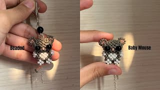 Making a Tiny Beaded Mouse 🐭 | Cute Animal Charm & Keychain Tutorial