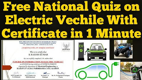 Free National Quiz on Introduction to Electric Vehicle with Certificate in 1 Minute|Electric Vechile