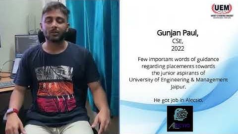 Placement Guidance | Gunjan Paul  |  CSE 2022 | UEM Jaipur | Alectio