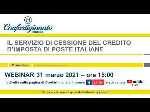 Webinar - Il SERVIZIO DI CESSIONE DEL CREDITO D'IMPOSTA DI POSTE ITALIANE