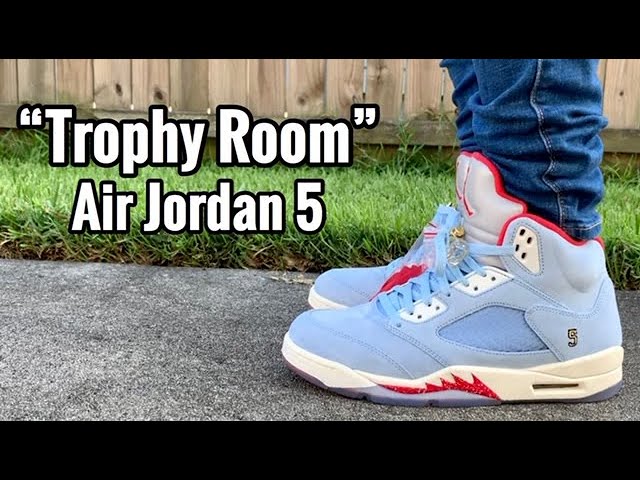 Air Jordan 5 x Trophy Room “Ice Blue” on Feet