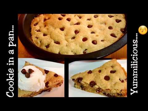 Giant Chocolate Chip Cookie recipe in a pan - Cookie Dough made in a pan