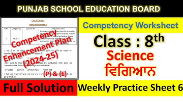 pseb competency based paper class 8th science worksheet 6 test 2024