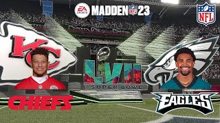 Madden 23 Super Bowl 57 Philadelphia Eagle vs Kansas City Chiefs Simulation PS5 4k 60fps Game Play