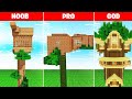 Minecraft NOOB vs PRO vs GOD: Jungle Tree House Build Challenge in Minecraft