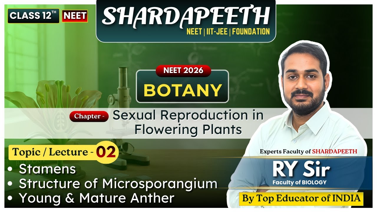 Lec.2 | Stamens, Microsporangium, Anther | Botany Class 12th | NEET 2026 | RY sir