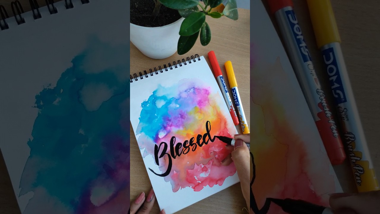 How to write with brush pens |calligraphy | colorful background #shorts #shortsvedio #doms #fun #art