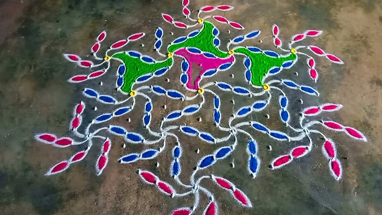 Ugadi festival special🌺 beautiful rangoli 15+8 dots🌺 simple easy rangoli🌺 design