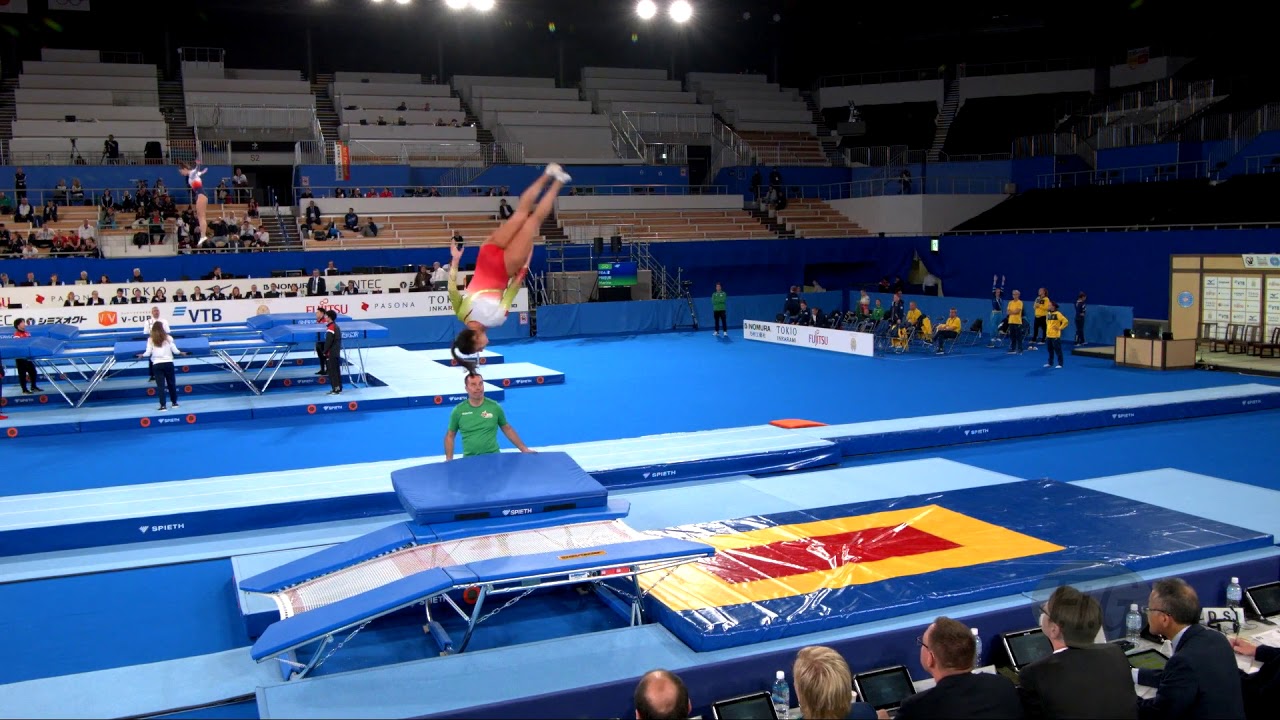 Youtube video: GAGO Diana (POR) W - 2019 Trampoline Worlds, Tokyo (JPN) - Qualification Double Mini R1