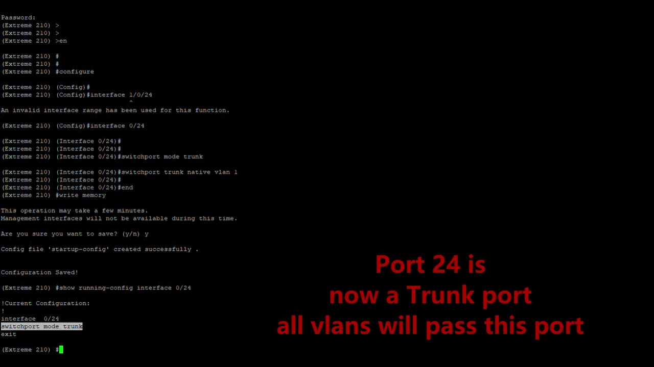 How to configure vlan/trunk on Extreme 200 series l2/l3 switch YouTube