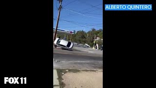 Police chase suspect loses control, goes airborne in crash in Echo Park