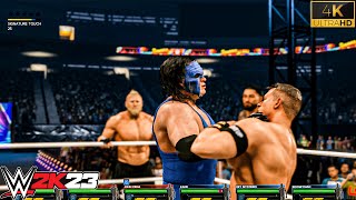 Blue Kane Boogeyman & Rey Mysterio Vs Roman Reigns Brock Lesnar & John Cena WWE 2K23