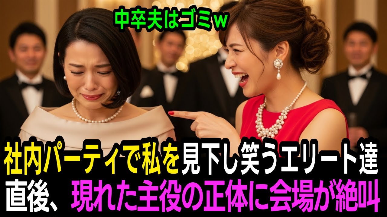 【スカッと】社内パーティで「中卒夫はゴミｗ」と私を見下し笑うエリート達。5000円の指輪を握りしめ耐えていると…登場した特別ゲストで、会場中が涙する“指輪の真実”にエリート達は顔面蒼白ｗ