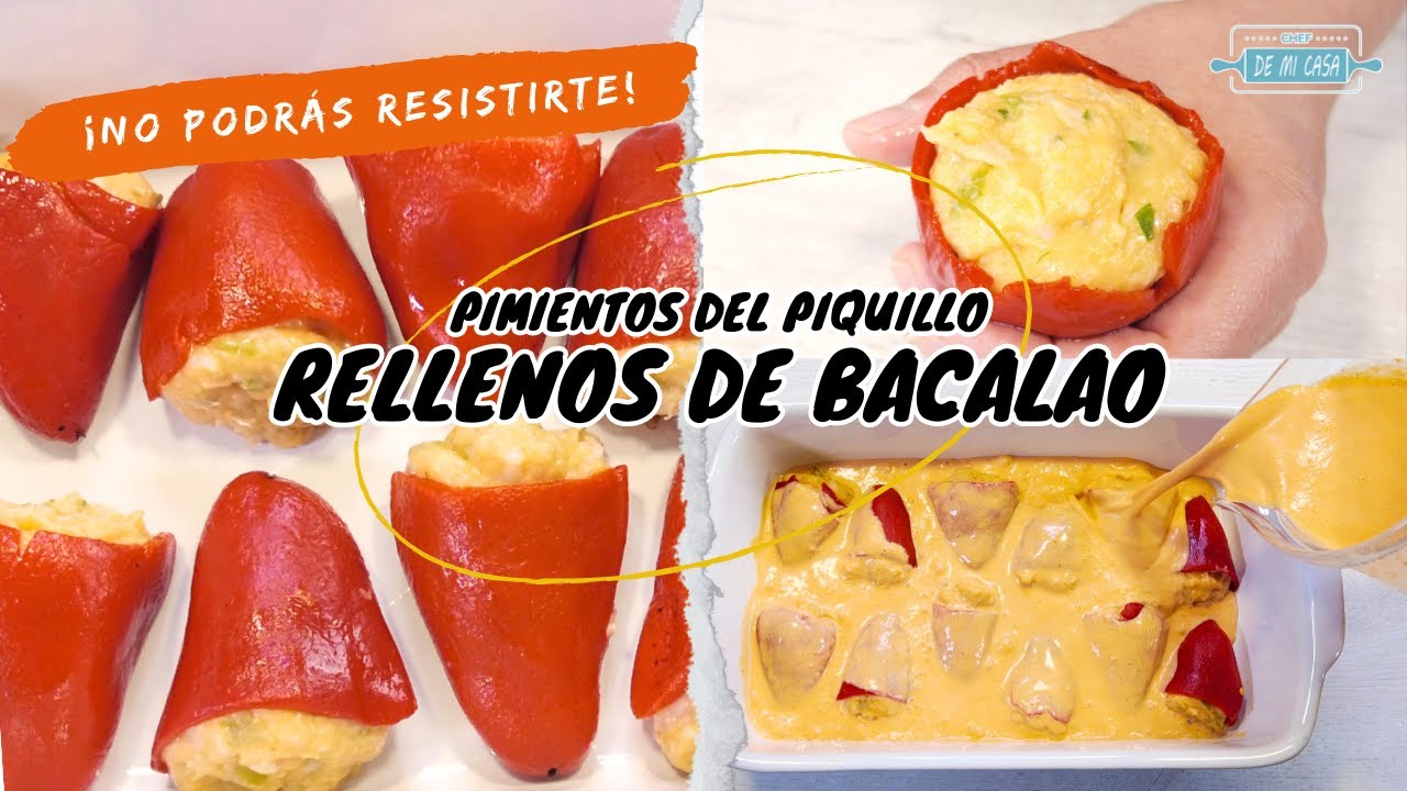 😋 Cómo hacer PIMIENTOS del PIQUILLO rellenos de BACALAO y GAMBAS  ¡DELICIOSOS! 🥰