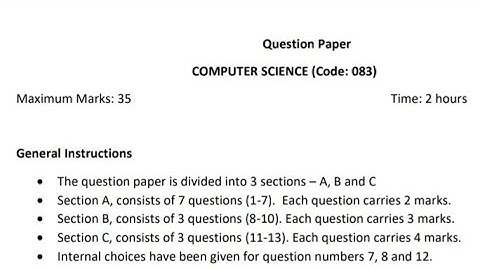 Class 12 Computer Science Final exam Question paper (2021 - 2022) | Cbse - Term 2
