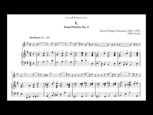 Siciliana from Partita No. 2 (G.P. Telemann) - Free Flute Sheet