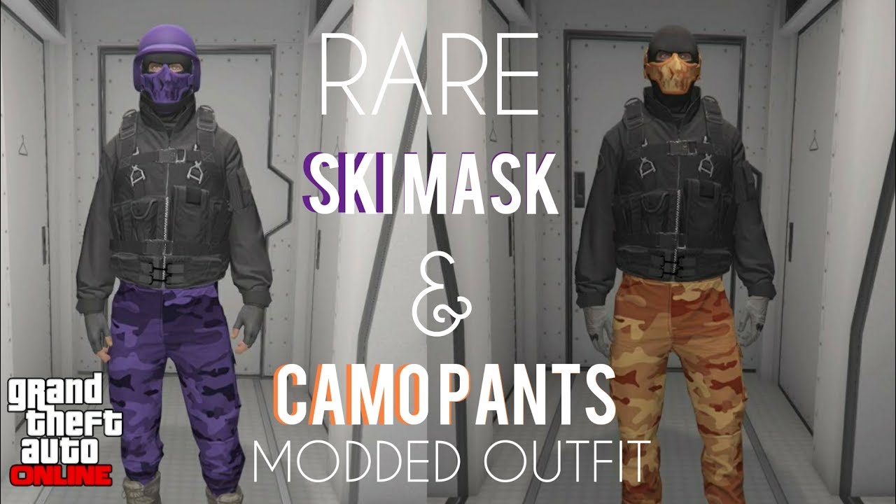 Rare Ski Mask And Camo Joggers [Orange & Purple] GTA Online Modded