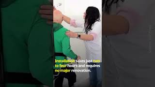 This Bathroom Seat Glides On Rails For Senior Safety