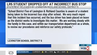 Lexington-Richland 5 bus driver on leave after student taken to incorrect bus stop, district says