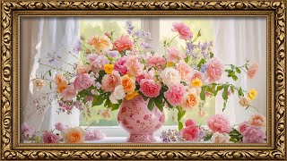 Romantic Spring Florals | Vintage Pink Vase Valentine Gallery | Relaxing Music | Frame TV Art 4K screenshot 5