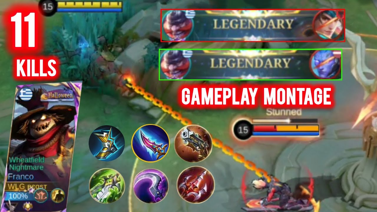 INSANE DAMAGE FRANCO DAMAGE BUILD GAMEPLAY MONTAGE 2×LEGENDARY KILLS/MLBB