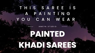 Painted Khadi Cotton Sarees | Sunflower & Frangipani Prints | ₹799 screenshot 1