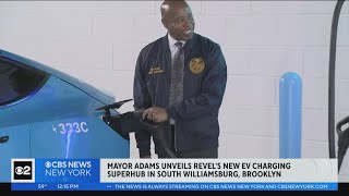 Mayor Adams speaks at Revel EV charging hub opening