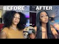 HOW TO SEW IN ROUTINE w. LEAVE OUT (vlog) Flat middle part, silk press hair bundles*Start to finish*