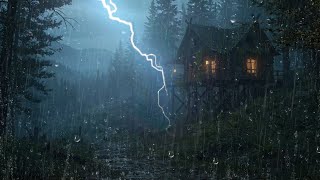 Heavy Rain Sounds | Thunderstorm Through a Mountain Forest Village 🌩️ Deep Sleep Ambience (No Ads)