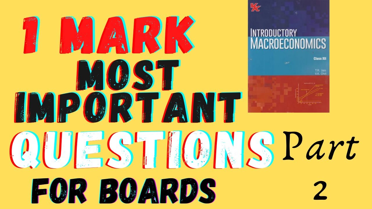 Most Important 1 mark Questions Money and Banking Macroeconomics