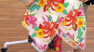 GRAVER Susan Graver Printed Eyelet Asymmetric Hem Dress on QVC