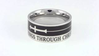 A-Cut Cross Christian "Through Christ" Ring Christian Cut Out Cross Ring