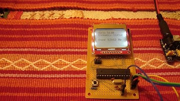 Arduino on stripboard + Nokia 5110 + frequency counter