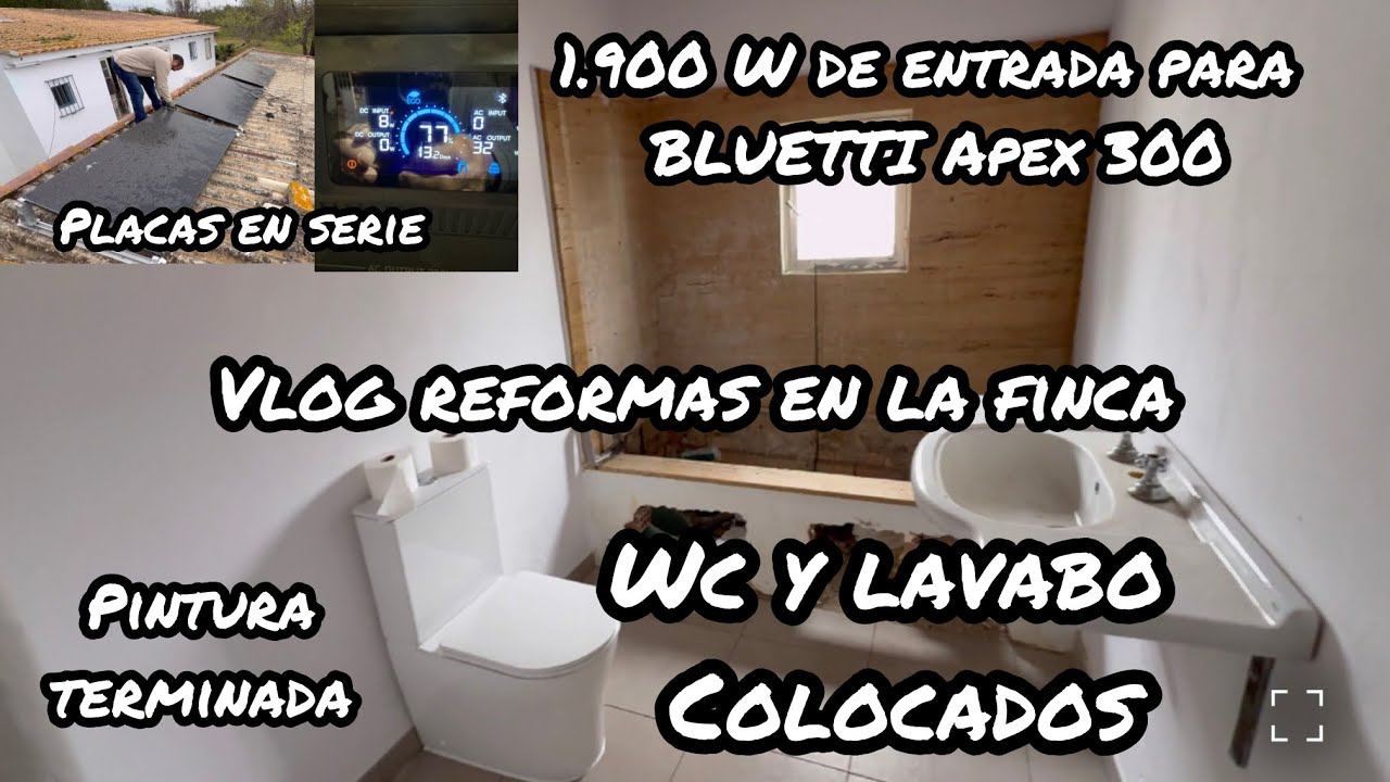🚽WC y LAVABO🚰colocados ,4 placas en serie 1900 W para la BLUETTI APEX 300 y B500K
