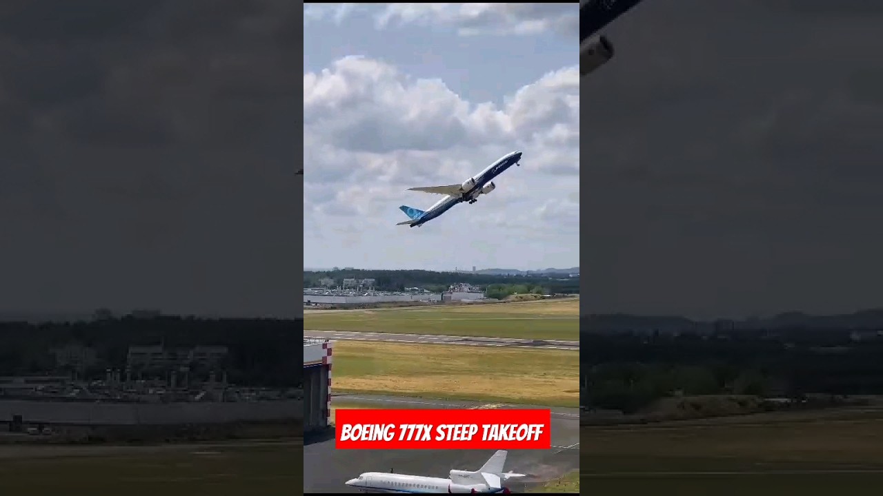 Boeing 777x INSANE Steep Takeoff