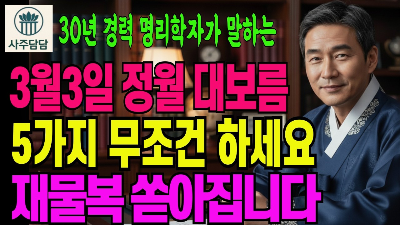 3월 3일 정월 대보름 '5가지' 무조건 하세요! 2년치 재물복이 쏟아집니다 ㅣ사주풀이ㅣ명리학ㅣ연애운ㅣ재물운ㅣ운세ㅣ대박운세ㅣ결혼운ㅣ사업운ㅣ궁합