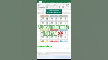 Autosum formula in  Excel 💯 #excel #asmr #computer #excelformula #tricks #exceltips #trending #yt