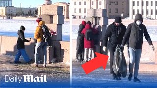 Alexei Navalny's supporters put new flowers on memorial seconds after old ones removed