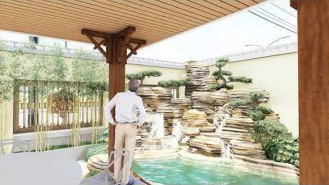 Phối cảnh thi công thác nước hồ cá koi Binh Duong