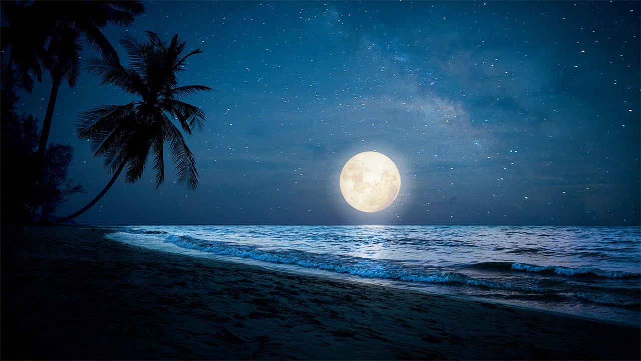 Relaxing Music with Ocean Waves at Night: Beautiful Piano, Sleep Music ...